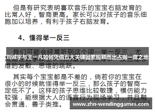 刘诚宇与王一凡如何凭借五大关键因素脱颖而出占据一席之地