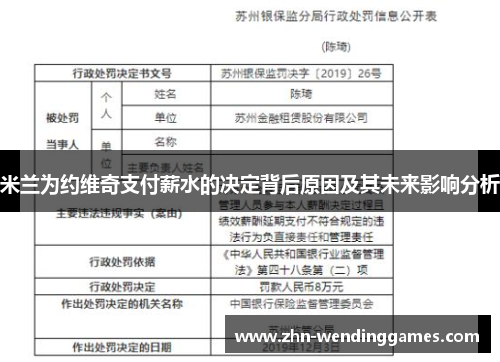 米兰为约维奇支付薪水的决定背后原因及其未来影响分析